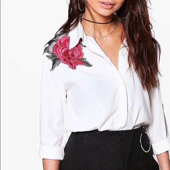 Brand new paula boutique floral applique shirt - Picture 4 of 6